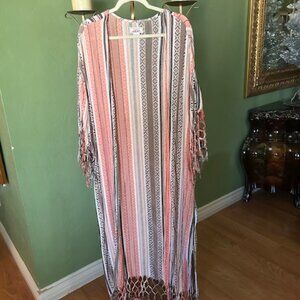 Ariat Southwestern Duster – Peach & Brown – Braided Detail – XL / XXL (TG-TTG)